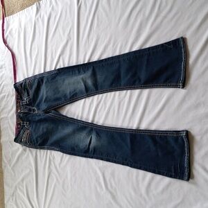 Rock Revival Vivian Easy Boot Rhinestone Mid Rise Curvy Boot Denim Jeans SIZE 26